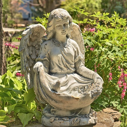 24" Tall Kneeling Angel Birdbath