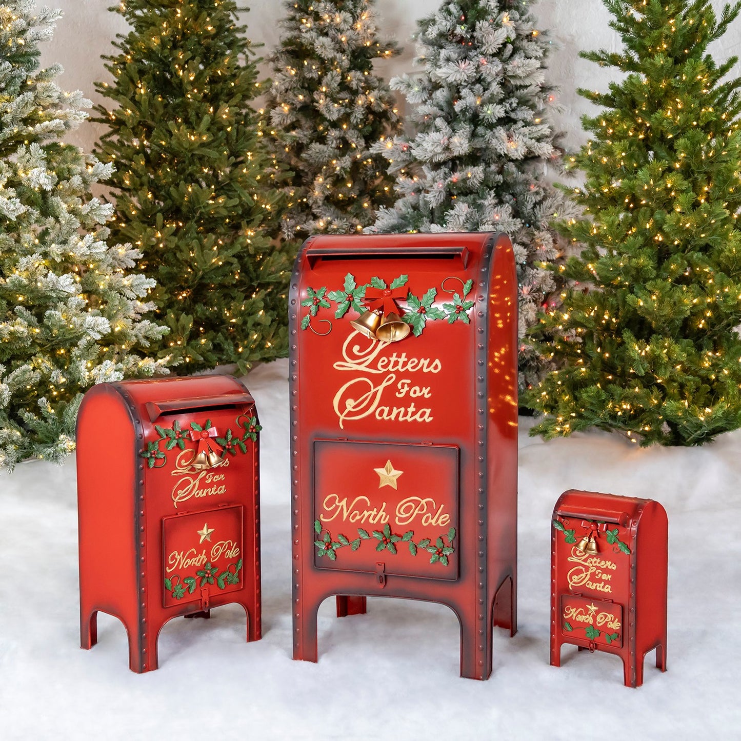 Metal Santa Mailboxes Set