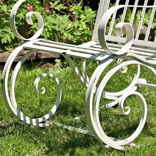 Iron Rocking Garden Arm Chair "Tatiana" in Antique White