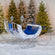 Large White Victorian Christmas Sleigh with Blue and Silver