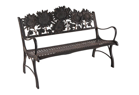 Cast Iron Sunflower Garden Bench